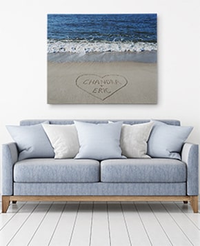 Valentines Day Heart and sand Canvas Prints